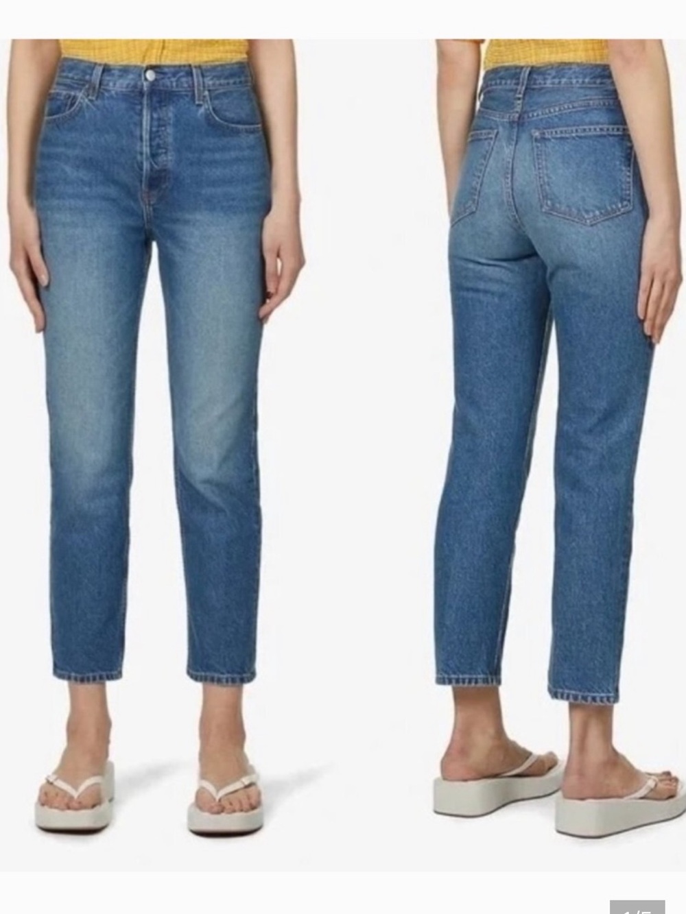 Reformation Jeans Hanna Mid Rise Relaxed Straight Kama Wash Button Fly Size 27
